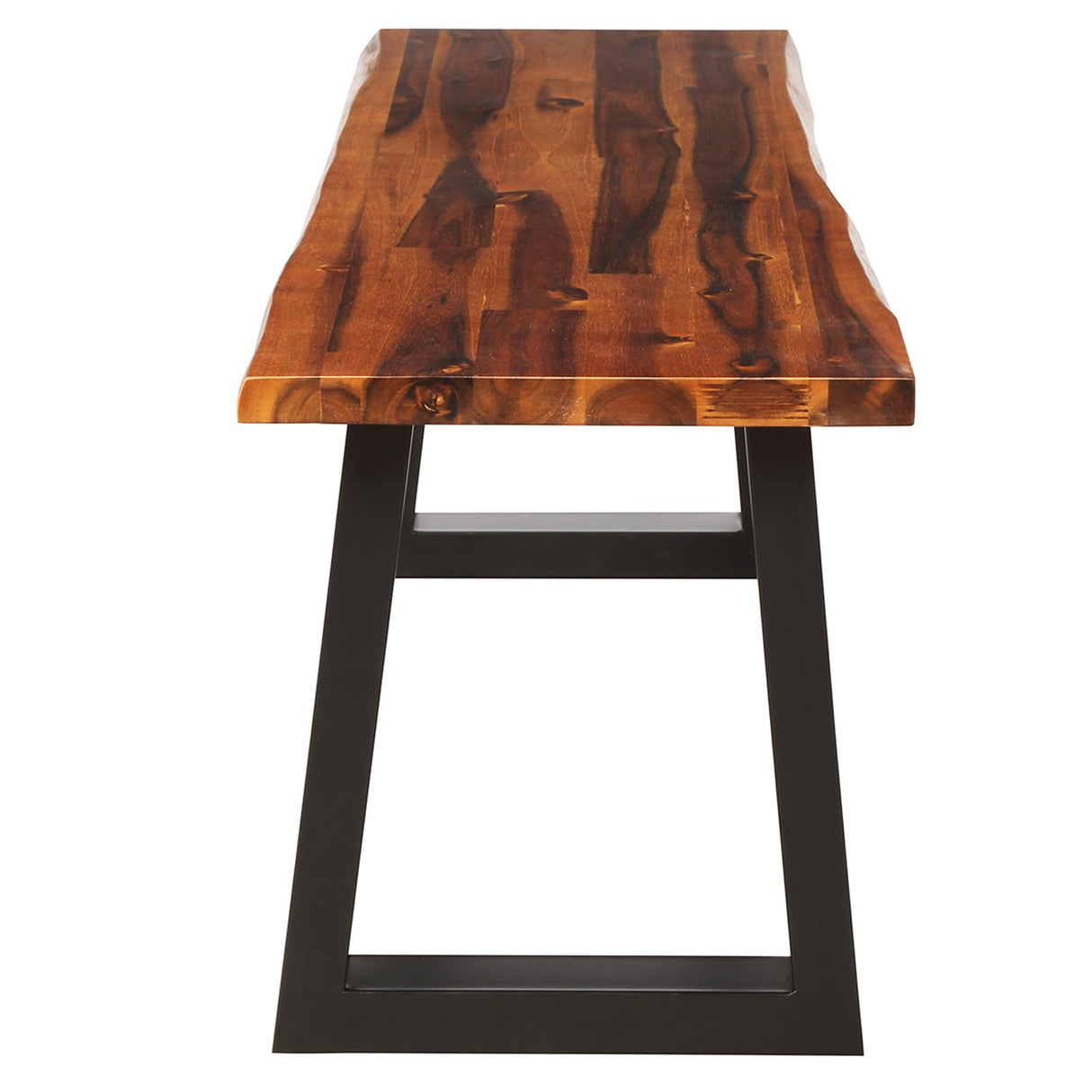 ERGOMASTER Outdoor Bench, 57.5" Acacia Wooden Dining Bench with Steel Legs, 1 Pack ERGOMASTER