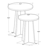 Travertine Efect Round Nesting Coffee Table Set of 2 Modern Coffee Table Small Side Table End Table for Living Room noadre