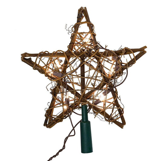 Kurt Adler UL1219/NAT 10 Light Indoor Rattan Natural Star Treetop