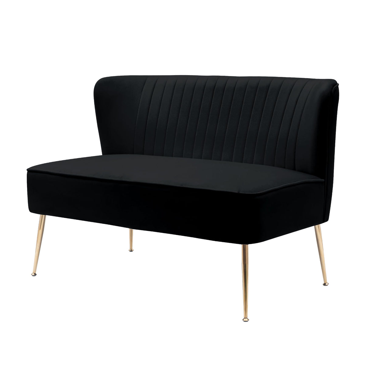 COSTAELM Alaia 46" Contemporary Wide Upholstered Velvet Loveseat Sofa Couch with Golden Metal Legs for Living Room, Black Costaelm