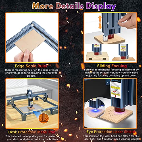 SCULPFUN S9 Laser Engraver Machine with Ultra-Thin Compressed Spot, Laser Class 4, 5000mW Output Laser, Laser Cutter for Making Festival Decorations, Desktop DIY Tool for Laser Cutting & Carving SCULPFUN