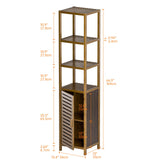 HITNET Bathroom Cabinet, Bamboo Floor Cabinet Freestanding Narrow Storage Unit with Removable Shelves, 6 Tier Tall Cabinet, Walnut HITNET