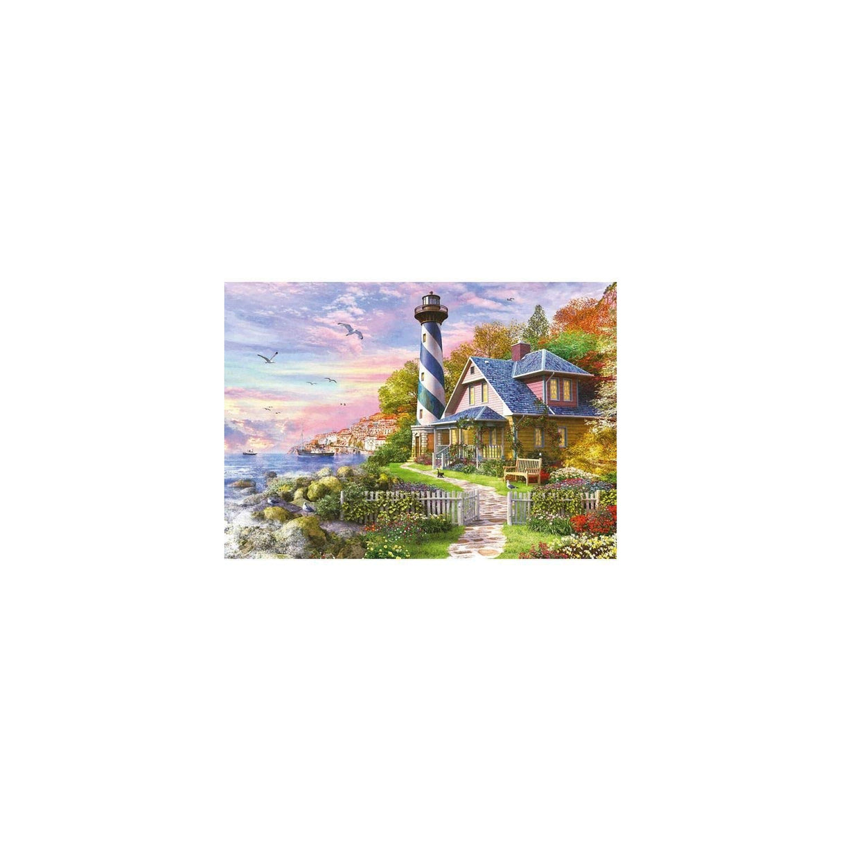 Educa - Lighthouse at Rock Bay - 4000 Piece Jigsaw Puzzle - Puzzle Glue Included - Completed Image Measures 53.5" x 37.75" - Ages 14+ (17677) Educa