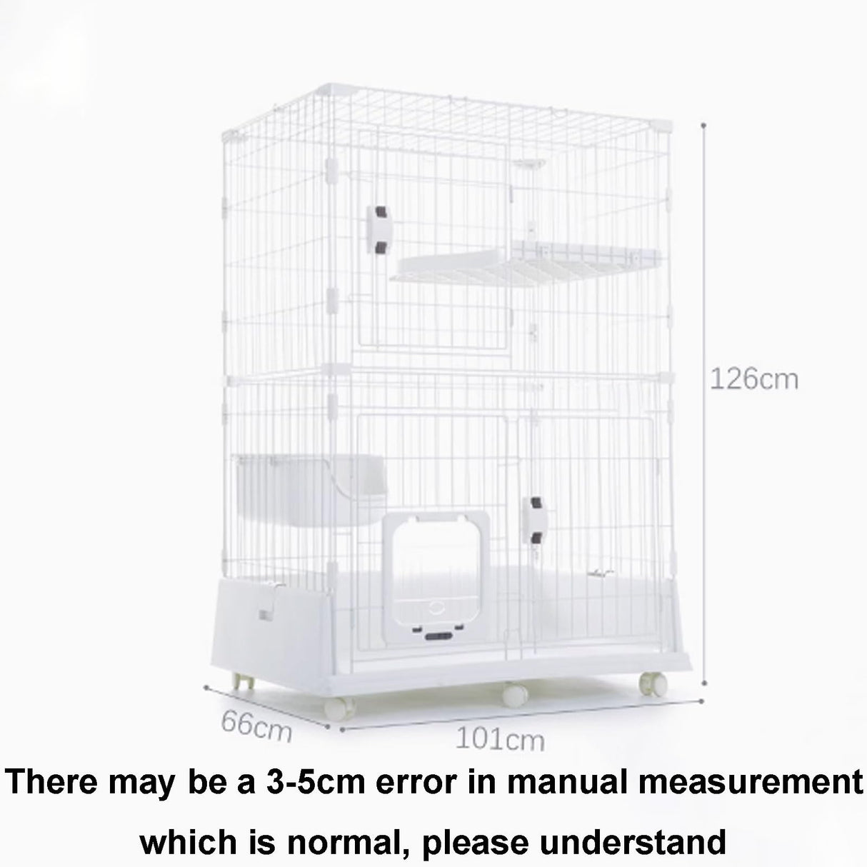 GUQASDV Cat Cages Indoor, Cat Crate, Catio Indoor Cat Enclosure on Wheels, Cat Playpen with Top Cover with Anti-Collision Lock Quick Assembly for Rabbits, Small Animals(White,101x66x126cm) GUQASDV