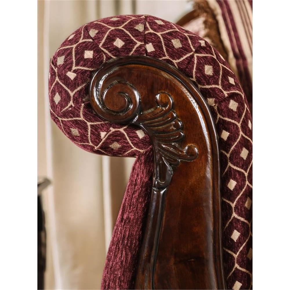 Furniture of America Eli Faux Leather Tufted Sofa in Burgundy and Dark Brown Furniture of America