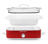 Elite Gourmet MST-5240 Casserole Crock Slow Cooker, Locking Lid Adjustable Temperature Keep Warm Oven & Dishwasher-Safe Casserole Pan, 3.5Qt Capacity, Red Elite Gourmet