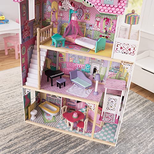 KidKraft Annabelle Wooden Dollhouse with Elevator, Balcony and 17 Accessories, Gift for Ages 3+ KidKraft