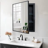 KIMREAL Recessed Medicine Cabinets with Mirror, Black Bathroom Mirror with Storage, Rectangle Medicine Cabinet Mirror, Farmhouse Framed Wall Mirror Recessed or Surface Mount, 16x20 Inch KIMREAL