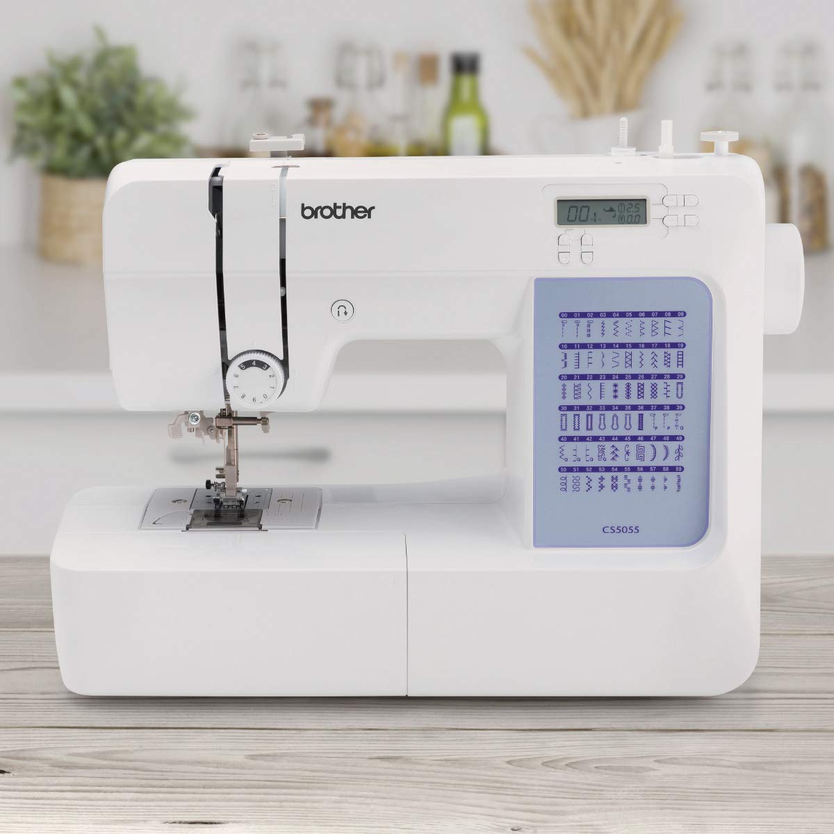 Brother CS5055 Computerized Sewing Machine, 60 Built-in Stitches, LCD Display, 7 Included Feet, White Brother