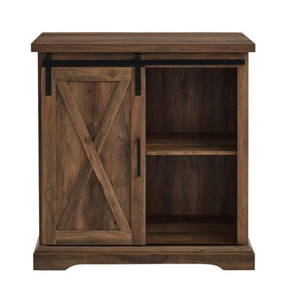 Walker Edison Abbey Modern Farmhouse Sliding X Barn Door Accent Console, 32 Inch, Rustic Oak