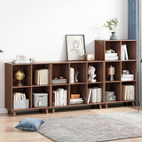 IOTXY Open Cube Low Bookcase - 3-Tier Freestanding Storage Display Cabinet Organizer with Legs for Home Office, 11-Cubes Open Shelf Short Bookshelf, Walnut IOTXY
