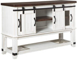 Signature Design by Ashley Valebeck Farmhouse Dining Room Server or Buffet, White & Brown Signature Design by Ashley