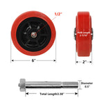 NINOSO 6" x 2" Heavy Duty Caster Wheels, 1/2" Bore Axle Non-Marking Polyurethane Wheel with Roller Bearing, Set of 4 Replacement Wheels with 4000 lbs Capacity (4 Pack) Ninoso