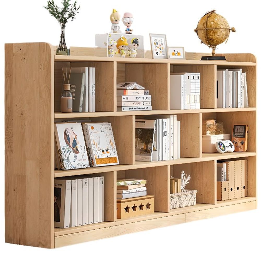 NIUYAO Children's Bookshelf Natural Finish Simplistic Standard Storage Cabinet Vertical Display Shelves FreestandingScratch-Repellent Bookcase Units for Study Office Pantry -39.5" L x 9.5" W x 47" H NIUYAO