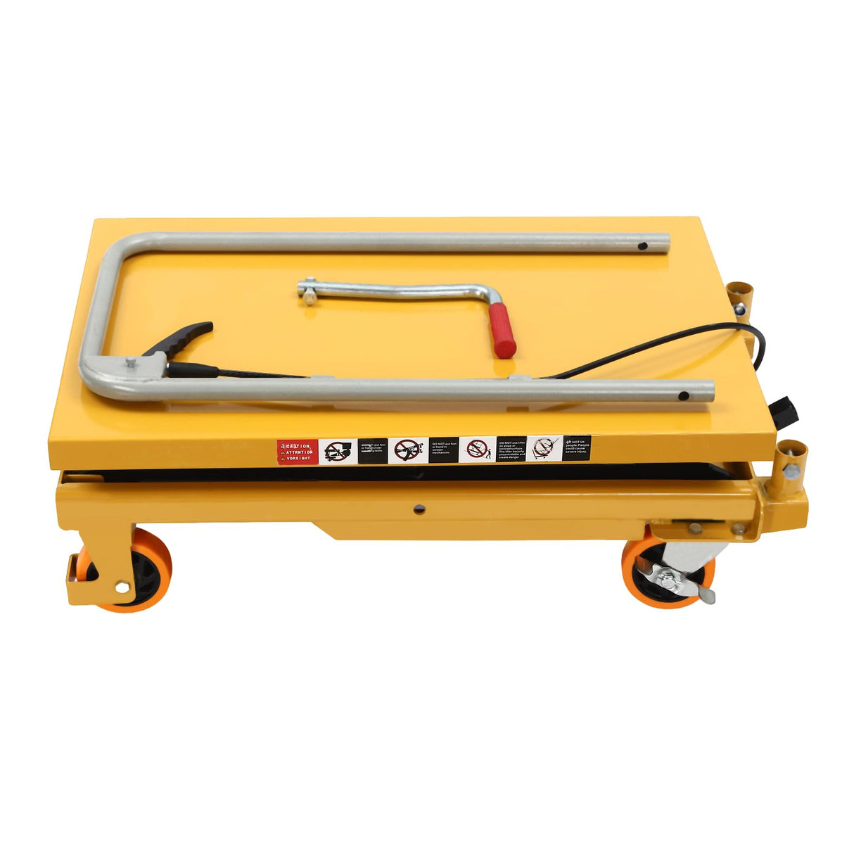 Lift Table Cart Hydraulic Double Scissor Hydraulic Lift Table 770lbs Capacity 51" Lifting Height, for Material Handling and Transportation Yellow (Double Scissor 51" Lifting) DNYSYSJ