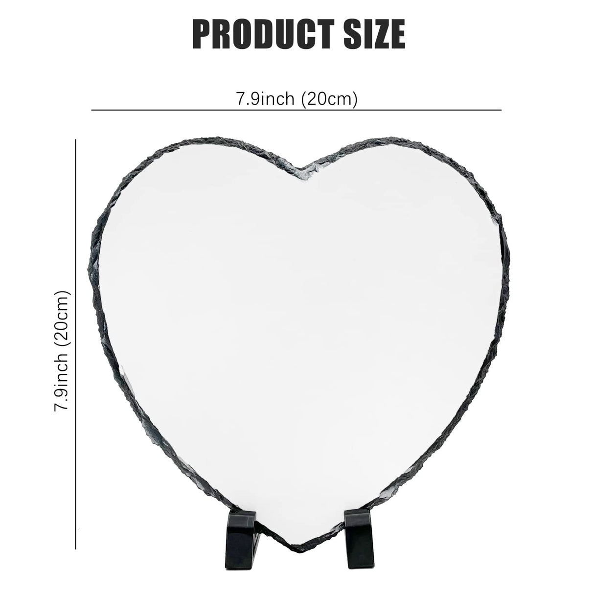 XHKDSYMC 1 PC Sublimation Slate Blanks, Heart Shape Sublimation Blank Slate Rock Stone 7.9x7.9 Inch Sublimation Photo Slate with Display Holder for Heat Press Printing XHKDSYMC