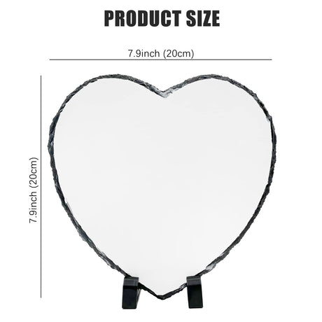 XHKDSYMC 1 PC Sublimation Slate Blanks, Heart Shape Sublimation Blank Slate Rock Stone 7.9x7.9 Inch Sublimation Photo Slate with Display Holder for Heat Press Printing XHKDSYMC