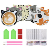 JUNIPLTER 6 PCS Cat Diamond Painting Coasters Kits with Double Tools, DIY Diamond Art Kits for Adults Kids Beginners, Cat Diamond Art Coasters Non-Slip & Heat Insulation, Perfect Holiday Gift JUNIPLTER