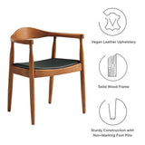 Modway Presidential Mid-Century Modern Faux Leather Upholstered Dining Armchair in Black Modway