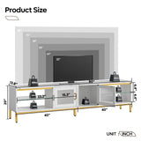 Bestier 80 inch TV Stand for TVs Up to 85", 4 in 1 Entertainment Center with LED Lights, Modern Media Console Table with Storage Cabinet & Adjustable Shelves, for Living Room Bedroom, White Marble Bestier