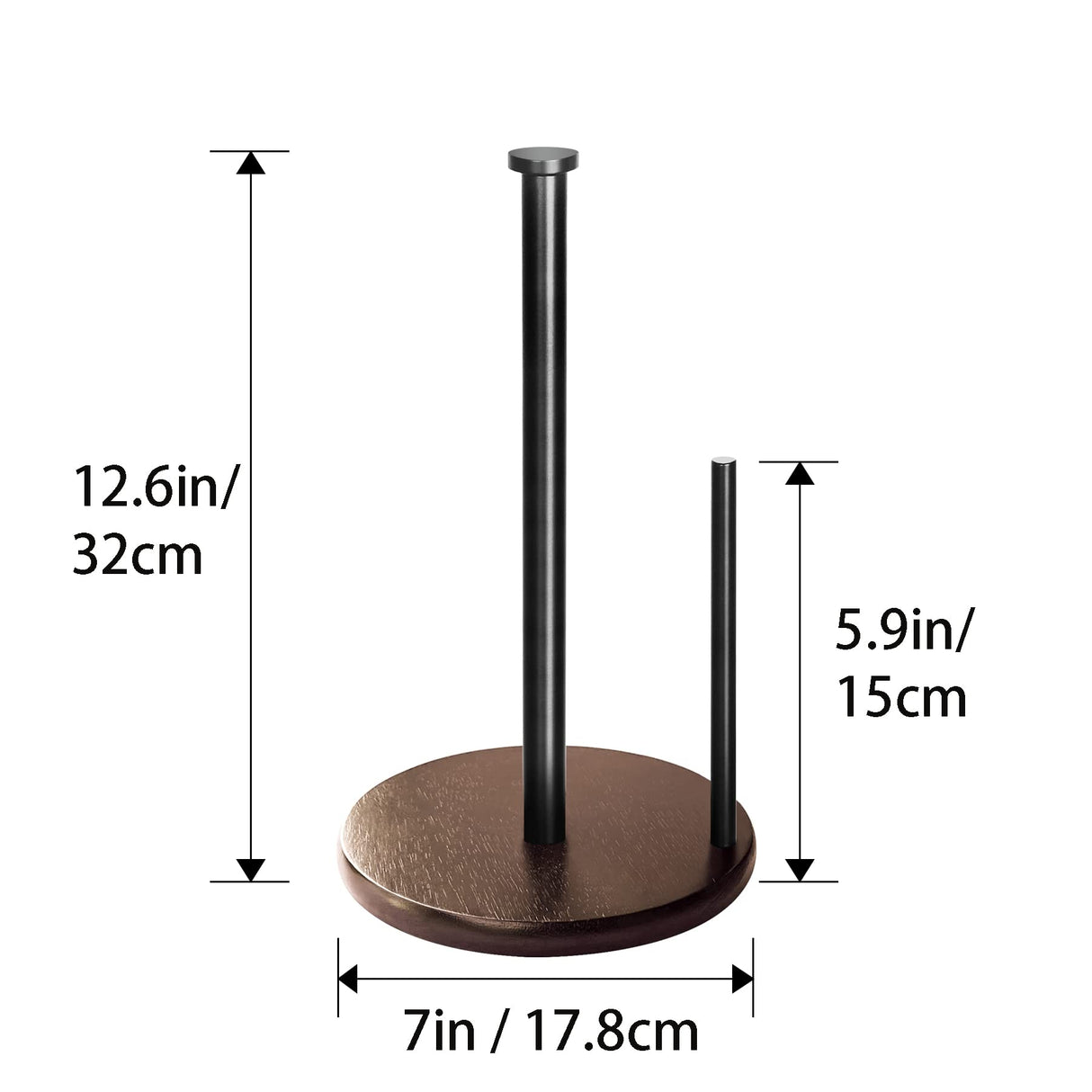 Wood Paper Towel Holder Countertop, OBODING, Farmhouse Kitchen Paper Towel Holders Stand with Real Wooden Base, fits Standard and Jumbo Size Paper Towels (Dark Brown) OBODING