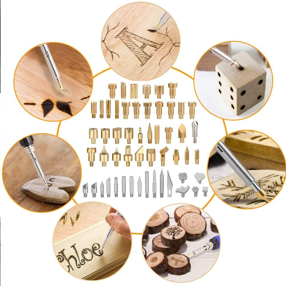 OUXi Wood Burning Kit, 110Pcs Pyrography Wood Burner Pen with Adjustable Temperature 200-480℃ Switch, Wood Burner Tool for Embossing, Carving, Engraving, Soldering Tips, Color Pencils, Carrying Case OUXi