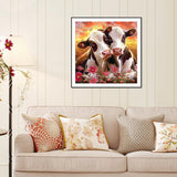 Stalente Diamond Painting Kits for Adults Cow, 5D DIY Diamond Art Kits for Beginners Round Full Drill Diamond Painting for Home Wall Decoration Gift 12×12inch, Animal Stalente