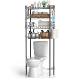 Hodonas 4-Tier Toilet Shelf Storage, Bathroom Organizer Shelves Over Toilet Storage, Above Toilet Tack Free Standing Bathroom Space Saver with Adjustable Basket and Shelves, Gray Hodonas