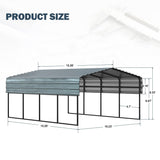 EROMMY 12x20 FT Metal Carport, 12' x 20' x 8.6' Heavy Duty Carport Canopy with Galvanized Metal Roof and Frame for Car, Boat, Pickup and Tractors EROMMY