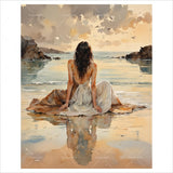 Beach Sunset Lady Paint by Numbers Kit for Adults - DIY Woman with Flowing Dress Painting on Canvas 16x20in, Frameless Acrylic Paint Set, Relaxing Artwork for Wall Decor or Present Share Young