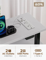 Rolanstar Computer Desk with Power Outlets & LED Light, 47 inch Home Office Desk with Drawers and Storage Shelves, Writing Desk with Monitor Stand, Modern Work Study Desk for Home Office, White Rolanstar