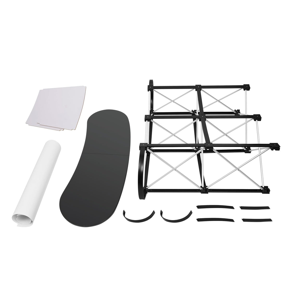 51" Portable Trade Show Counter Curved Pop Up Table Podium Salon Display Booth Corrugated Sidewalls Reception Desk Speech Stand for Checkout Exhibition Promotion Retail PalaUha