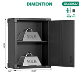 GLADIW Metal Wall Cabinet, Wall-Mounted Locker with Locking Door and Adjustable Shelf, Metal Hanging Cabinet, Steel Garage Storage Cabinet for Home, Office and Tool Room, Black GLADIW