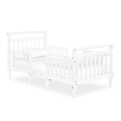 Dream On Me Emma 3 in 1 Convertible Toddler Bed in White, JPMA & Greenguard gold certified, low-to-floor design, built of New Zealand pinewood with the safety of your children in mind
