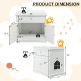 Tangkula Litter Box Enclosure, Cat Litter Box Furniture Hidden with Large Drawer, 2 Doors, Indoor Cat Washroom Storage Bench Side Table Cat House, Large Wooden Enclosed Litter Box Cabinet (White) Tangkula