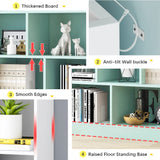 IOTXY Open Shelf Low Bookcase - Wooden 3-Tier Floor Standing Display Cabinet Organizer with Base, 10 Cubes Short Horizontal Bookshelf in Warm White IOTXY