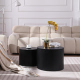 WILLIAMSPACE 18.9" Black Nesting Coffee Table Set of 2, Modern Black Round Coffee Tables Circle Side Table for Small Space, Accent End Table Set, No Assembling, Matte Black WILLIAMSPACE
