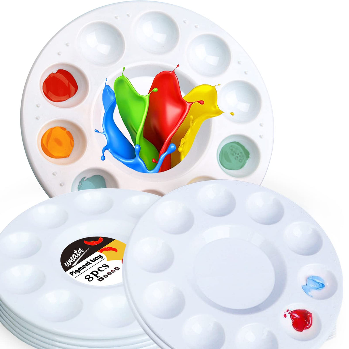 WNATN Paint Tray Palettes, Plastic White Palettes for Kids & Students,Paint Tray for Art Class,Craft DIY or Have a Birthday Painting Party-8pcs WNATN