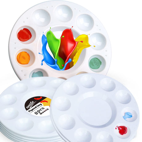WNATN Paint Tray Palettes, Plastic White Palettes for Kids & Students,Paint Tray for Art Class,Craft DIY or Have a Birthday Painting Party-8pcs WNATN