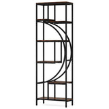Celaform Geometric Bookshelf, 70.9" Tall Bookcase with 7-Shelf Open Shelves, Wood Metal Book Shelf Display Rack Storage Shelving Unit for Office, Bedroom, Living Room, Easy Assembly, Rustic Brown Celaform