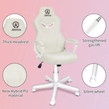 JOYFLY White Gaming Chair, Gaming Chair for Girls Teens, Kawaii Gaming Chair Ergonomic PC Office Chair with Dirt-Resistant Leather(White) JOYFLY