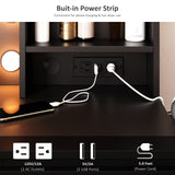 Vabches Makeup Vanity with Lights, 37inch Vanity Desk with Power Strip, 4 Drawers Makeup Table with Lighted Mirror, 3 Lighting Colors,Black Vabches