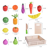 FUN LITTLE TOYS 35PCS Wooden Play Food for Kids Kitchen, Pretend Cutting Food Toys with Wooden Tray, Dishes and Knife for Kids, Pretend Play Food FUN LITTLE TOYS