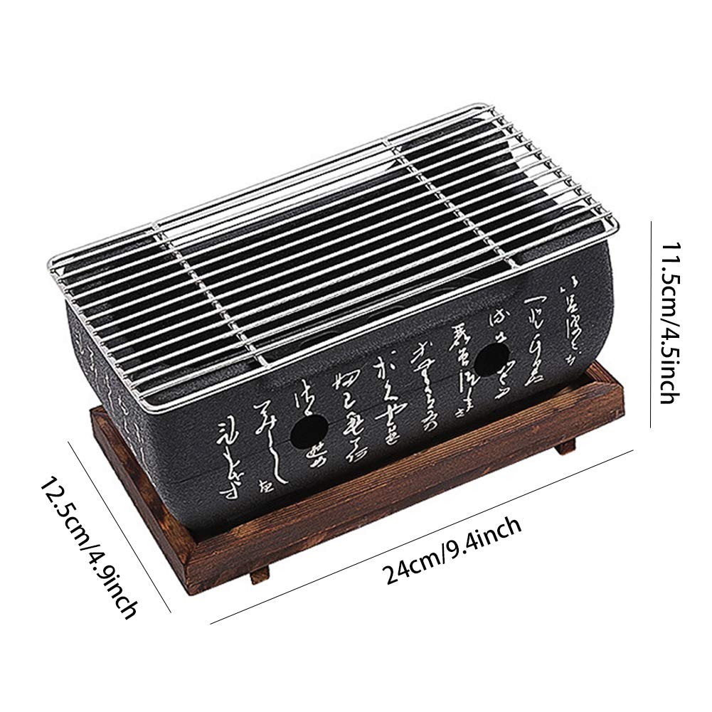 Japanese Style Barbecue Grill Portable Food Charcoal Stove/BBQ Plate Household Barbecue Tools Accessories (BBQ Grill (24X12.5cm)) Lovt