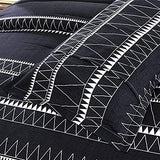 WONGS BEDDING Black Comforter Set King Size (104"x 90"), Reversible Boho Striped Bedding Set for King Bed - 3 Pieces (1 Comforter + 2 Pillowcases), Soft Microfiber Down Alternative WONGS BEDDING