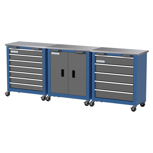 LARBANKE Combination Tool Cabinet,3 Different Types of Tool Cabinets with Connecting Buckle:5-Drawer/7-Drawer/Double-Door Tool Cabinet,Individually Usable,Large Rolling Tool Chest with Wheels - WoodArtSupply