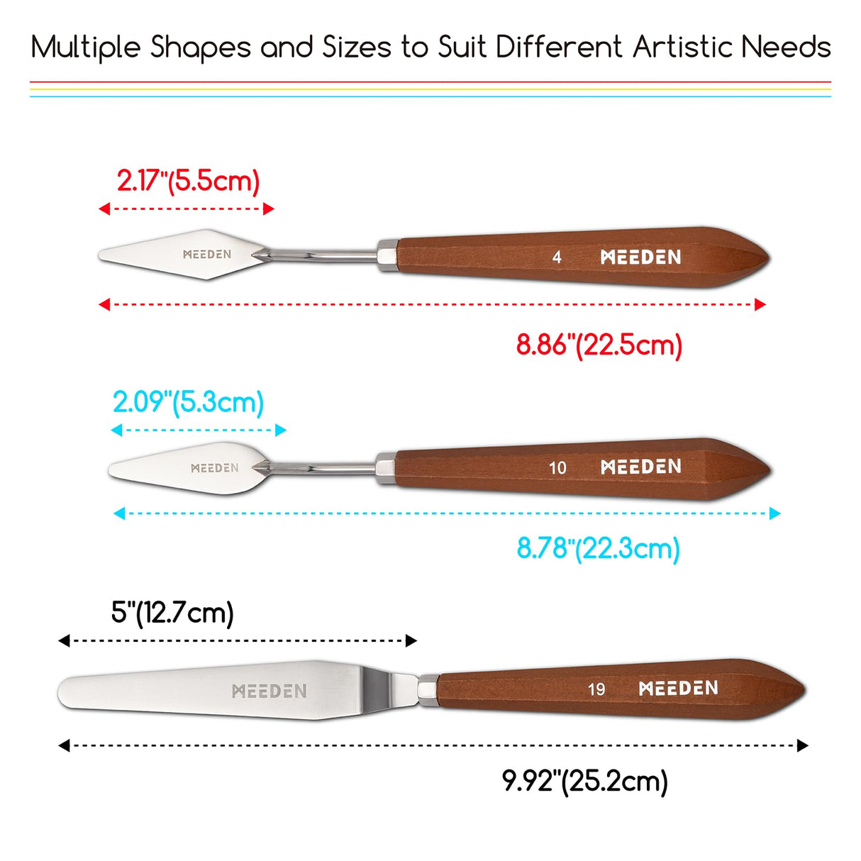 MEEDEN Artist Palette Knife Set: 3Pcs Art Spatula Knives with Wooden Handle - Stainless Steel Pallet Knives for Oil, Acrylic Canvas Painting MEEDEN