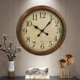 KELAOTE 24-Inch Wood Silent Non-Ticking Battery Operated Decorative Wall Clock for Living Room Decor Large Decorative Clock Oversized (Pine) KELAOTE