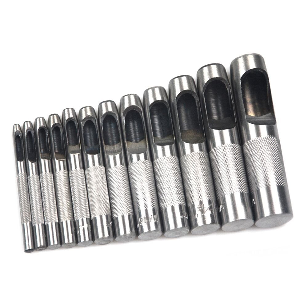 OWDEN 12Piece Leather Hole Punch Set with a Free Cutting mat,Leather Tool,Leather Hollow Punch Set, Round Hole Punch Set,Cut Leather Rubber Paper Soft Material OWDEN