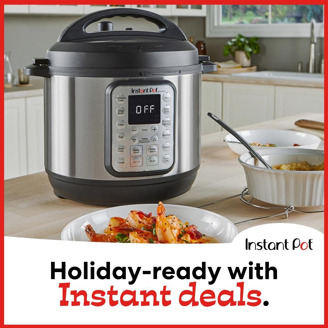 Instant Pot Duo Plus 9-in-1 Electric Pressure Cooker, Slow Cooker, Rice Cooker, Steamer, Sauté, Yogurt Maker, Warmer & Sterilizer, Includes App With Over 800 Recipes, Stainless Steel, 6 Quart Instant Pot